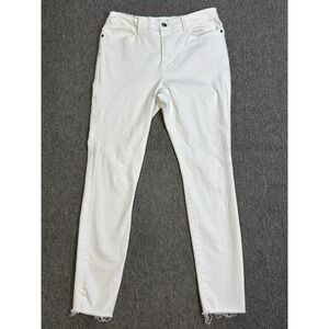 Frame Le High Skinny Women's White Jeans Size 31 Frayed Cuffs 11" Rise Stretch